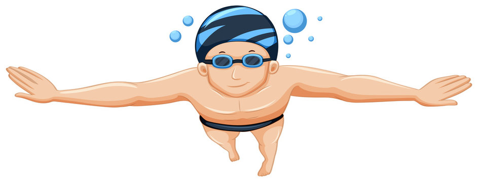 Male adult swimmer isolated