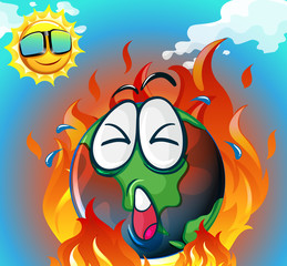 Global warming with earth on fire