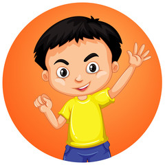 Boy on round background