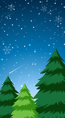 Background scene with snow in the forest