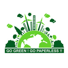 Go green go paperless vector design