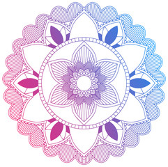 Mandala pattern design in red and blue