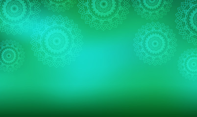 Mandala patterns on green background