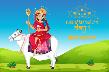 Naklejka premium Navaratri poster design with goddess