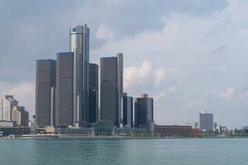 Naklejka premium View of Detroit skyline from Windsor, Ontario