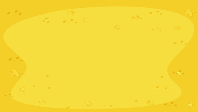 Yellow background with shells and starfish