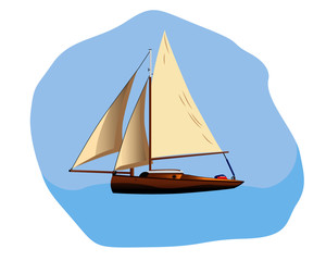 Boat sailing in a sea vector illustration on a white background