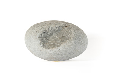 Fototapeta na wymiar Oval white pebble with chunk out of it