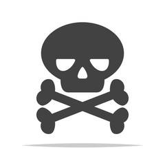 Skull and crossbones icon vector isolated