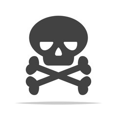 Skull and crossbones icon vector isolated