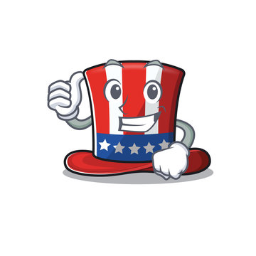 Mascot Uncle Sam Hat A Thumbs Up Isolated