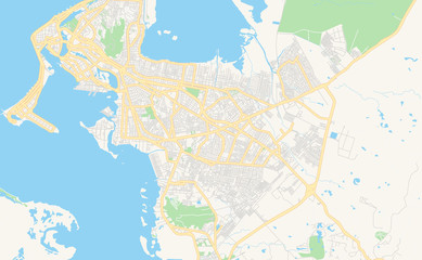 Fototapeta na wymiar Printable street map of Cartagena, Colombia