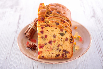 brioche, festive cake with dried fruit and spice