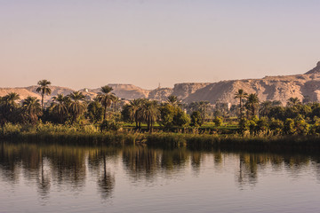 Landscapes along nile river between luxor and aswan in egypt. beautiful nature