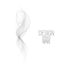 Abstract smooth gray wave vector. Curve flow grey motion illustration. Gray smoke wave. Abstract gray wave