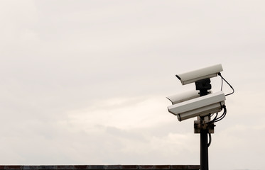 A Security CCTV Cameras on a lamp post