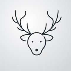 Icono plano cabeza de ciervo en fondo gris