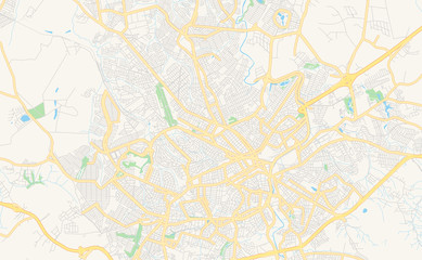 Fototapeta na wymiar Printable street map of Sorocaba, Brazil