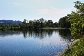 Mountain view by Revine lake (landscape,sky,nature,blue,river,panorama,travel,reflection)