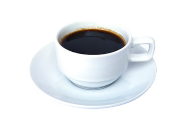 White cup with black coffee or Americano