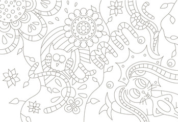 Painting for adult anti stress coloring page, book.