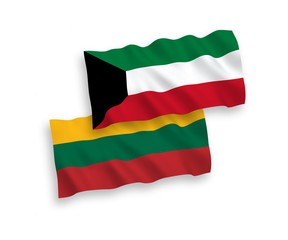 Flags of Lithuania and Kuwait on a white background