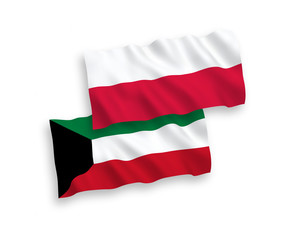 Flags of Kuwait and Poland on a white background