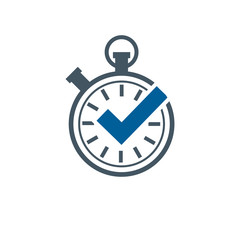 Tick timer vector icon. Timer done. Check time idea icon. Stock Vector illustration isolated on white background.