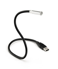 Black USB LED lamp isolated on white