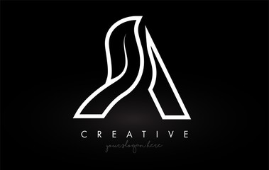 Letter A Monogram Leaf Logo Icon Design with Black and White Colors Vector.