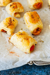 Puff pastry rolls with pumpkin and cheese filling.