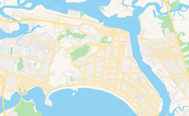 Printable street map of Santos, Brazil