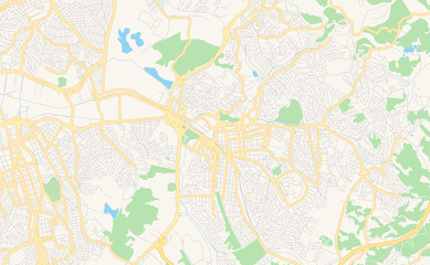 Fototapeta na wymiar Printable street map of Maua, Brazil