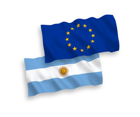 Flags of European Union and Argentina on a white background