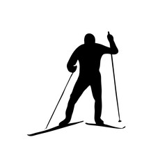 Fototapeta premium Silhouette athlete skier vector illustration.