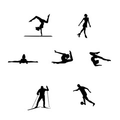 Silhouettes of different athletes set vector
