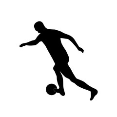Soccer player with ball silhouette vector