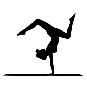recommend clip art: Silhouette of a girl in yoga pose vector illustration