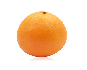 Single orange isolated on white background with clipping path, Closeup ripe orange texture as...
