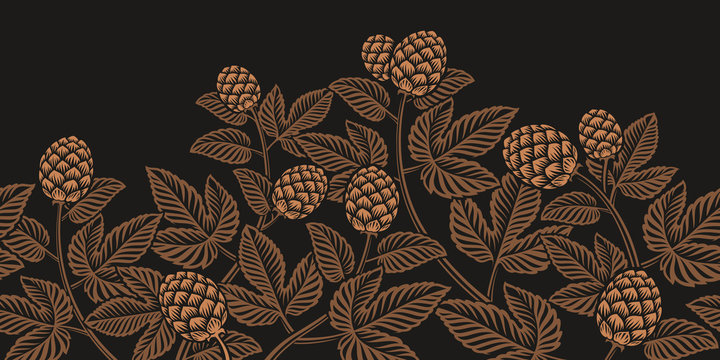 Vintage seamless hop pattern, a decoration for beer theme