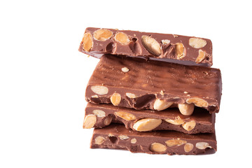 chocolate nougat isolated on white background
