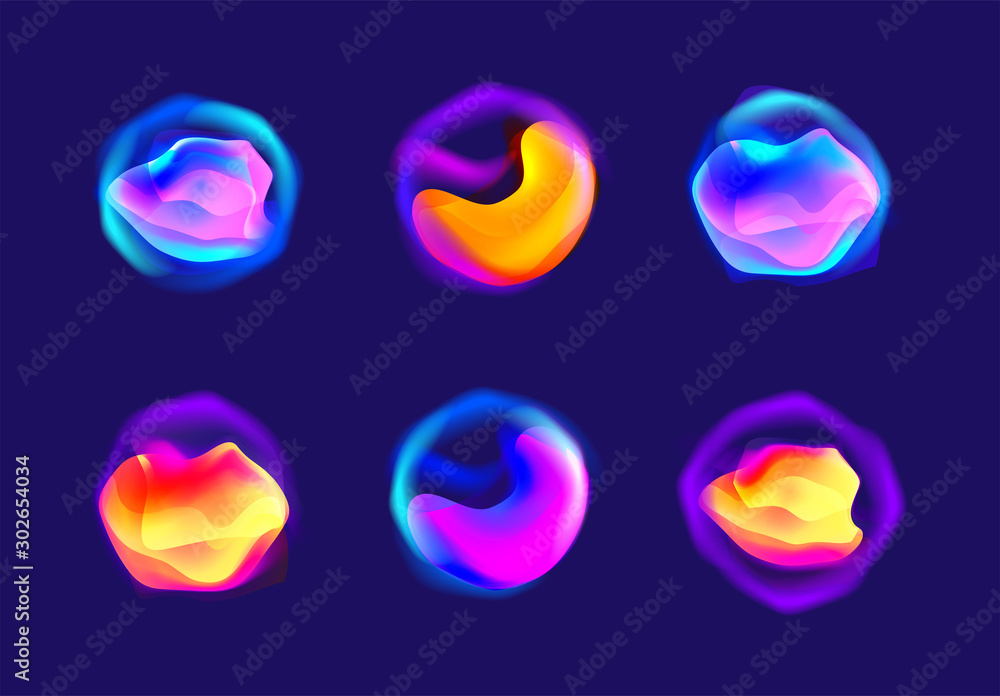 Poster colorful flow liquid in future design style. trendy innovations blend systems. beautiful fluid shape