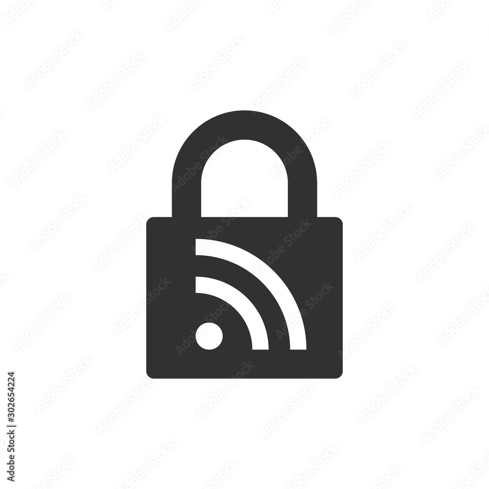 Poster wireless remote lockunlock system. lock and wifi symbol for devices, web site or mobile app. stock v