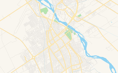Fototapeta na wymiar Printable street map of Santiago del Estero, Argentina