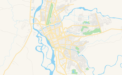 Fototapeta na wymiar Printable street map of Neiva, Colombia