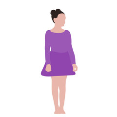 white background, without face, in a flat style, girl