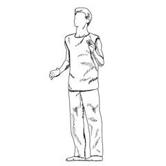 vector, on a white background, sketch with lines, dancing guy