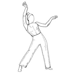  white background, sketch with lines, dancing girl, dance
