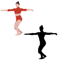 Fototapeta na wymiar vector, on a white background, dancing girl, no face, flat style