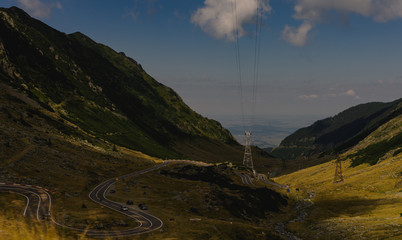 Spectacular mountain road, Romania- Transfagarasan pass crossing Carpathian mountains in summer